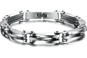 Keybella Bracciale Braccialetto per Uomo Braccialetto Catena in Acciaio Inox Oro Argento