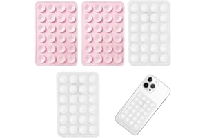 GNALIA Ventosa Móvil 4 Piezas, Soporte Adhesivo Para Selfies Y Videos, 2 Blanco Y 2 Rosa Claro, Tamaño Estándar