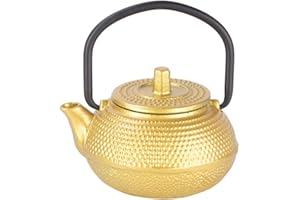 Aigend Teiera in Ghisa, Mini Piano Cottura Bollitore per tè in Ghisa con Fondo Piatto da 0,3 Litri Teiera con Manico per la Cucina Domestica