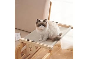 Gekufa Culla da finestra per gatti, rimovibile per la pulizia, amaca per gatti, in legno, con morbido cuscino per comodino, divano e finestra, bianco, 70 x 38 cm