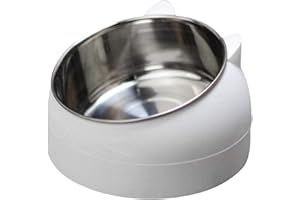 geneic Gamelle en acier inoxydable pour animal domestique - Gamelle à eau pour chat - Multifonction - Pour nourriture et eau - Blanc