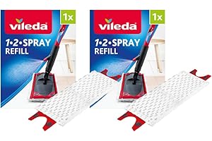 Vileda Almohadillas de microfibra de repuesto UltraMax 1-2 rociadores, microfibra, color blanco, paquete de 2