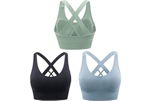 Heersan Sport BH Damen, Push up Sport Bra Ohne Bügel Crossback Seamless Starker Halt Sports Bra mit Abnehmbaren Gepolstert für Fitness Lauf Joggen Yoga