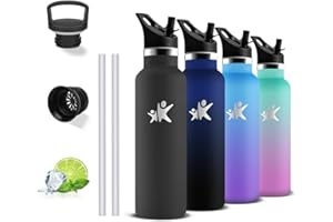 GRSTA Borraccia Termica, Borraccia 500 ml, Senza BPA, Borracia con Cannuccia, Senza Perdite, Borracce Bambini, Mantiene Caldo per 12 Ore/Freddo 24 Ore, Termos per Scuole, Campeggio, Uffici, Caffè, Yoga