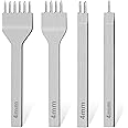 Easusy 4Pcs Prong Lacing Stitching Tools, 1/2/4/6 Leather Punch DIY Leather Craft (Sliver/4mm)