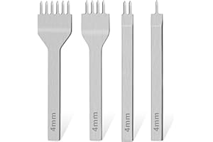 Easusy 4Pcs Prong Lacing Stitching Punch, 1/2/4/6 Leather Punch Tools Leather Stitching Punch DIY Leather Craft (Sliver/4mm)