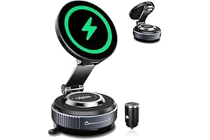 Astriva 15W Magnetische KFZ Handyhalterung mit Ladefunktion & Kabellosem Schnellladegerät, Autohalterung 360° Drehbar & Faltbar, Vakuum-Saugnapf, Kompatibel mit iPhone & Samsung, fürs Armaturenbrett