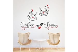 Gigio Store Adesivi Murali Cucina Coffee Time kit adesivi da Parete con tazzine da caffè decorazioni Adesive per la casa Bar Caffetterie ristoranti