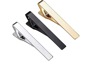 NHCDFA Tie Pins for Men,3pcs Tie Clip for Men,Tie Clips,Tie Bar Clip Set Square Edges,Gold Silver Black Tie Pin Set,Business Clips, Long & Short Styles Necktie Wedding Business Clips, LINGJIA03HYUK