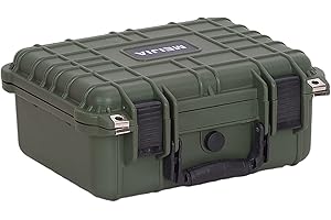 MEIJIA Portable All Weather Waterproof Protective Case,Hard Case,Camera Case with Customized Fit Foam,Fit Use of Drones,Camera,Equipments,Pistols,13.35 x11.63x5.98inches (Green)