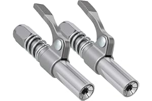 Solryn Boquillas de Engrase 2 Piezas, Acoplador de Pistola de Engrase con Liberación Rápida, Uso a Una Mano Adaptador 1/8" NPT Compatible con Engrasadores SAE Métricos