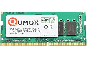 Qumox 8GB DDR4 2400MHz PC4-19200 CL17 Laptop RAM Memory Module (260 Pin SODIMM, Non-ECC, 1.2V)