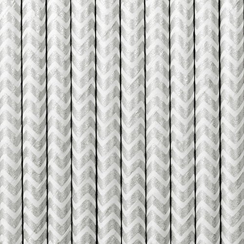 SiDeSo® 10 Stück Trinkhalme Strohhalme gestreift silber - 6