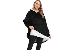 DURINM Sweat à Capuche Couverture Pull Capuchon Sherpa Unisexe Couvertures Adulte Épaisse Sweat Automne Hiver Garder au Chaud Peignoir Réversible Hoodie Plush Sweatshirt