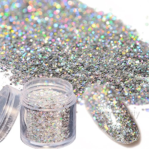 Born Pretty 10g Holo Laser Glitter Nail Sequins Shining Silver Hexagon Sparkle Glitter Flakes Powder Dust Tips Manicure Nail Art Decoration