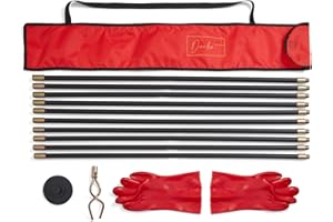 Deeba UK 10M Drain Rod Kit with Heavy Duty Gloves & Carry Bag - Professional Flexible Drain Cleaner for Blocked Drains, Sinks, Toilets - Heavy Duty Brass Fittings, Easy Assembly