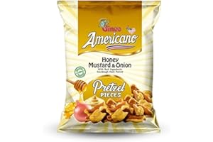 GINCO Americano Honey Mustard & Onion Pretzel Pieces 10 x 100g - Sourdough Pretzel Pieces With Mustard And Onion | Pretzels Salted Perfect For Pub Snacks, Snack Tray, Snack Hamper | Vegetarian Snack Box