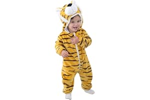SONARIN Pagliaccetto unisex con Cappuccio Resistant Fleece Footed Pajamas Tutina Fumetto Outfits,Bimbo 0-24