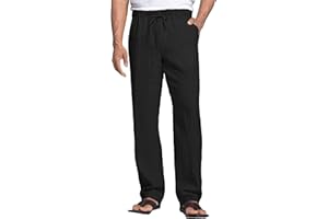 Cegerne Pantaloni di Lino da Uomo Pantaloni Estivi Lunghi Leggeri Medievale vestibilità Ampia Casual Pantaloni Casual Spiaggia