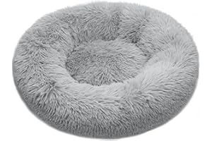 FISTAD Cama para Perros Cama para Gatos, Redonda Suave Lavables Cama para Mascota con Parte Inferior Antideslizante y Cómodo Mullida Felpa Adecuado para Gatos y Perros Pequeños (40cm Gris Claro)