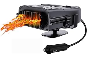 COMBLU Riscaldatore per auto, 2 in 1, 12 V, 150 W, portatile, a riscaldamento rapido, girevole a 360 gradi, con presa accendisigari, sbrinatore antivento e antiappannamento per parabrezza