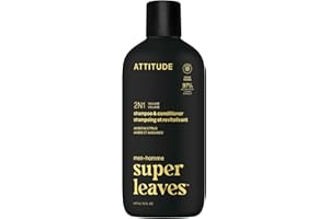 ATTITUDE Men's Shampoo and Conditioner 2-in-1, Volumizing for Thin Hair, With Rosemary and Rice Protein, 97% Natural Origin Ingredients, EWG Verified, Amber & Citrus, 415 mL