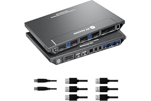 V AV ACCESS AV Access KVM Switch 2 Ordenadores 2 Monitores DisplayPort 8K@60Hz 4K@165hz/144hz,DP KVM Switch Monitores Duales con Puertos USB 3.0, Salida de Audio IR Remoto, con Todos los Cables