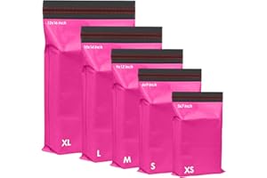 125 Assorted Mixed Hot Pink Mailing Poly Postal Self Seal Bags 5 Sizes 25 from Each iSOUL Extra Small to Large Postage Packaging Assorted Mailers Posting Shipping Post Parcels Package Bags