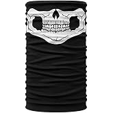 Siyah Beyaz Klasik Kuru Kafa &Ccedil;ok Ama&ccedil;lı Bandana Buff Sa&ccedil; Bandı Maske Balaklava Boyunluk Motosiklet ve Outdoor Kullanımı İ&ccedil;in