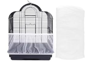 VYIBPDY Vogelkäfig Zubehör, Vogelkäfig Abdeckung,Vogelkäfig Samenfänger,Schutznetz für Vogelkäfig, Papageien Nylon Mesh Geeignet für Käfige mit einem Umfang von 106-212cm, Weiß, 1 Stück