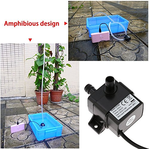 Anself USB Wasserpumpe Teichpumpe für Brunnen Aquarium und Modellbau 220L / H Auftrieb 250cm DC5V - 3