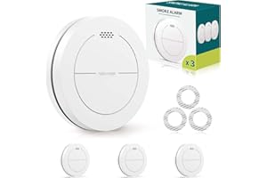 SAFELIVEO Rauchmelder ohne Blinkende LED, Rauchmelder 3er Set, 10 Jahre Batterie, Mute Funktion, 85dB Photoelektrischer Rauchmelder mit Klebepads, Standalone Flacher Brandmelder für den Brandschutz zu Hause