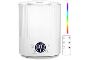 HAUTIK Humidificador Top-fil 2,5L para 50㎡ con Pantalla LED, Humidificador Bebes con Control Remoto y Spray 300ml/h, Modo de Sueño Silencioso, Humidificador de Aire para con 7 Luces