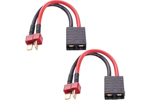 Lyeteung 2 PCS Compatible with Traxxas to T Plug Adapter, Deans-T Male to Compatible with TRX Female Plug Connector, with 10cm 14AWG Silicone Cable, for RC LiPo Battery