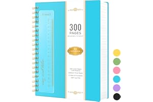 NIRMIRO B5 Notebook Notepad Lined, 18.5 x 25.8cm, Spiral Notebooks Wirebound Note Books for Women Men Work Writing, 300 Pages, 100 GSM Paper, No Bleed, PVC Waterproof Cover, Blue