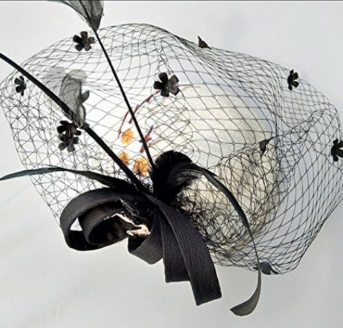 Women's Bow Feather Net and Veil Cocktail Party Hair Clip Hat