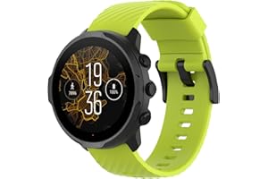 Yikamosi Compatible con Suunto 7 Correa/Suunto 9 Correa,24MM liberación rápida Silicona Suave Cierre de acero inoxidable Correas de Repuesto para Suunto 7/Suunto 9/Suunto 9 Baro,Verde