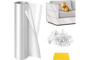 YAOSHENGUP Cat Anti Scratch Tape, Door Protector from Dog Scratching, Sofa Cat Scratch Protector & Protectors from Pets 20CM*3M Transparent Anti Scratch Furniture Protector with 30 Pins for Couch, Carpet, Doors