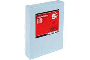 5 Star Office 297625 Coloured Copier Paper Multifunctional Ream-Wrapped 80gsm A4 Light Blue [500 Sheets]