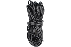 HBERCAI Cordino Rotondo in Cuoio Diametro 2 mm,Lungo 5 m Lacci Cuoio Cordoncino in Pelle Morbida,Cordino di Pelle Cordoncino di Cuoio per Abbigliamento,Artigianato o Decorazioni,Progetti Artistici-Nero