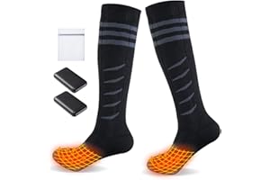 CRRXIN Ogrzewane skarpety dla kobiet i mężczyzn – ogrzewane, elektryczne, ciepłe skarpety, z możliwością ponownego ładowania, 4000 mAh, elektryczne, ogrzewające stopy