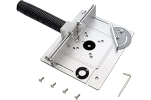 Umelee Frästisch Einlegeplatte Oberfräse, Aluminium Oberfräsentisch mit Hinterem Anschlag und Winkellineal, Universelle Schneidemaschine Flipboard für Holzbearbeitung Bänke (Silber)