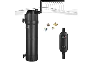 ITIY Filtro UV per Acquario 5 in 1, 6W 650L/Hpompa Interna per Acquario con Timer, Filtro sommergibile Regolabile a 180° per Piccoli acquari, acquari Tropicali e tartarughiere