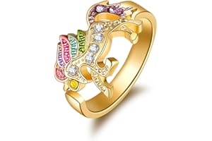 WUNZILO 1 pièce Arc - en - ciel Licorne anneau avec strass ouverture réglable Cartoon Licorne fille anneau, Cadeau pour fille, petite-fille, enfant d'un ami(Or)