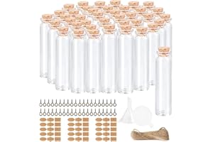 LOMUG Szklane probówki z korkiem, 40 sztuk, mini szklane butelki z korkiem, na wesele, imprezę, akcesoria dekoracyjne, buteleczki na przyprawy