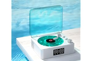 FOTUYOGO Waves Vinyl Record Player with RGB Light, Portable Home Audio Record Players, 3 Mode Stereo Sound Sleep Aid with 4 Sounds of Nature, Waves Vinyl Speaker with BT, TF, AUX