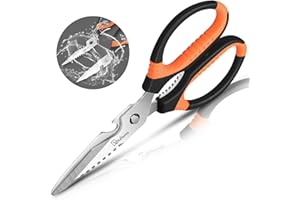 VITALISMO Ciseaux Cuisine Détachable Acier Inoxydable, Ciseau Cuisine Multiusage 22cm avec Tranchante Protège-lame Poignée Antidérapante, Ciseaux à Volaille Professionnel pour Viande Poisson Pizza Os Légumes