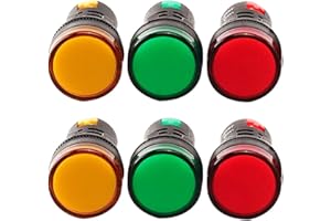 ULTECHNOVO 6-Teilige LED-Betriebsanzeige Kontrollleuchte LED-Signalleuchten 24 V Rot Gelb Grün Grüne Kontrollleuchte für DIY-Projekte Elektrische Schalttafel Hvac