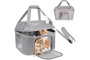 DOKENO Torba na ramię dla psów i kotów, przenośna składana torba podróżna z regulowanym paskiem na ramię, transporter z miękkim materacem, zatwierdzony dla linii lotniczych