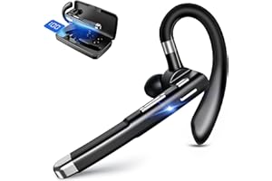 Hsility Bluetooth Earpiece Wireless Headset For Cell Phones With LED Charging Case 270 Degrees Rotatable Mic Hands Free Touch Control and Bluetooth 5.1 Version